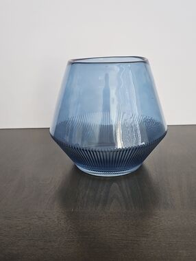 Threshold Blue Ribbed Glass Vase